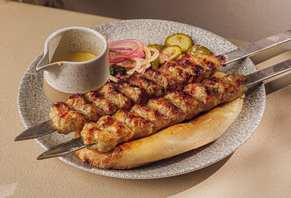 Lamb kebab skewers from the charcoal grill